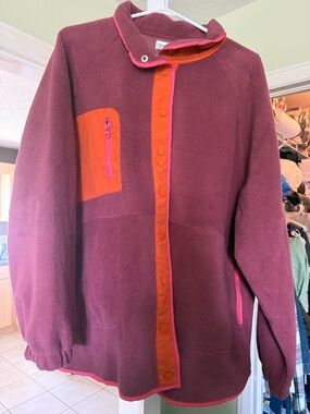 Grace & Lace Burgundy Teddy Jacket with Orange Trim